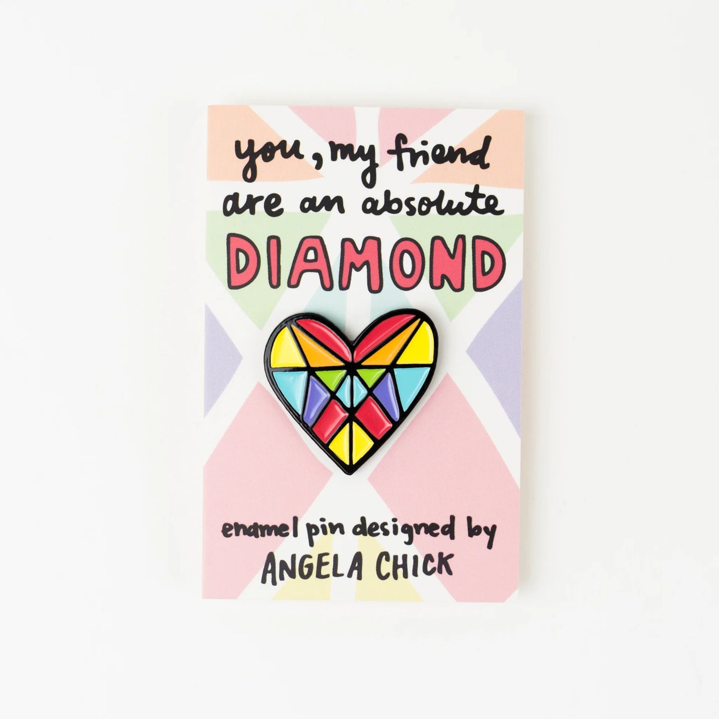 Angela Chick - Rainbow Diamond Heart Enamel Pin