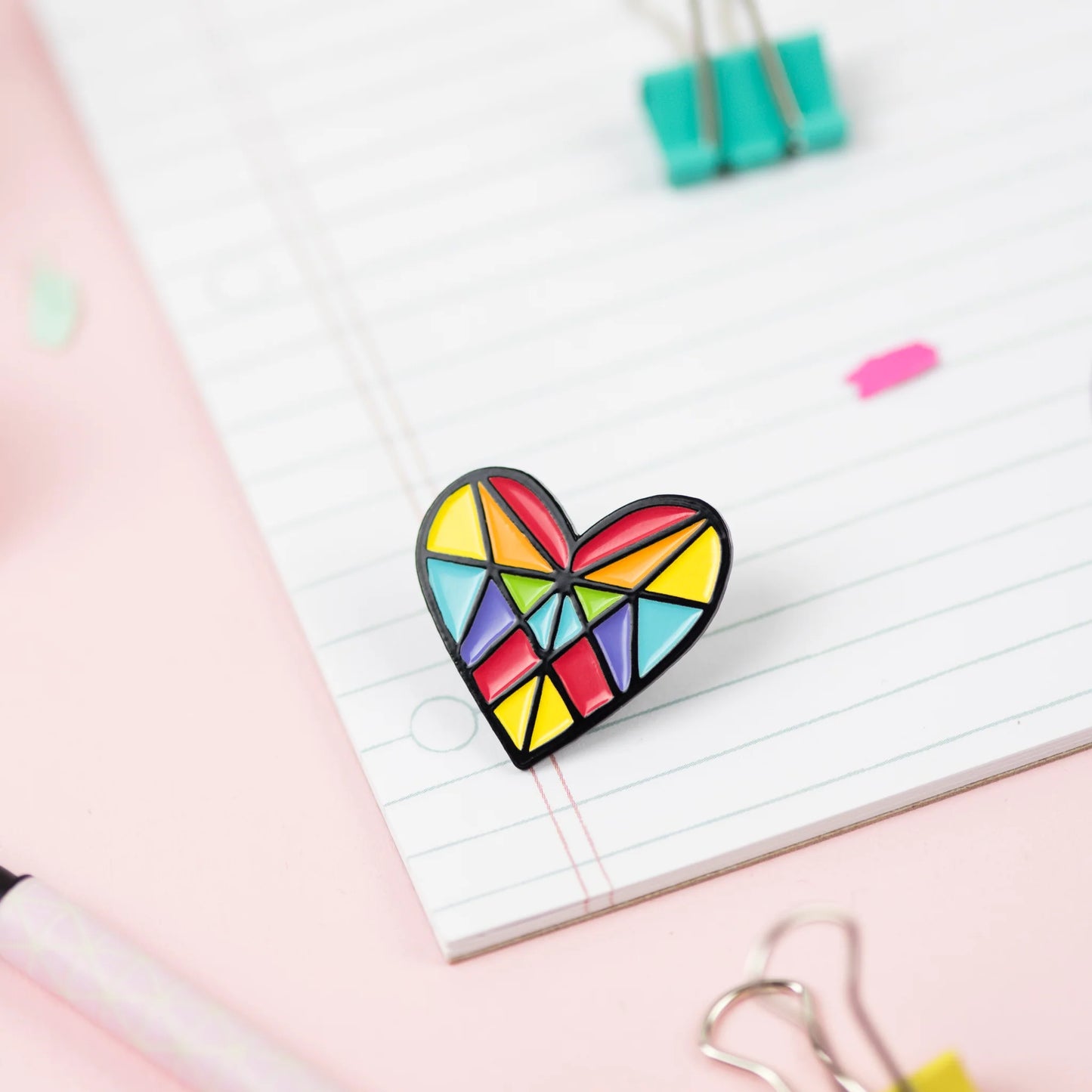 Angela Chick - Rainbow Diamond Heart Enamel Pin