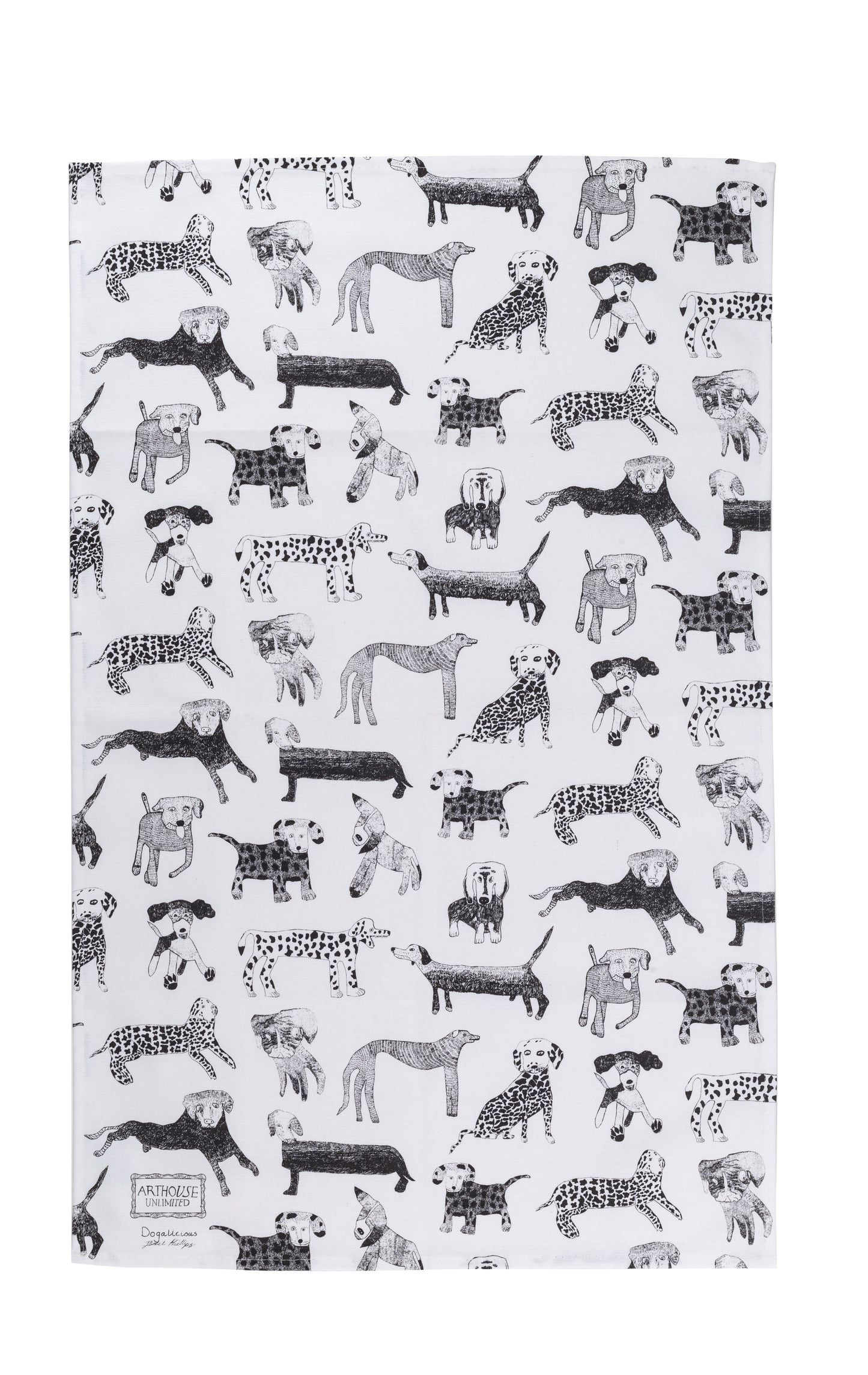Tea Towel with dogs - Arthouse Unlimited Dogalicious Tea Towel for dog lovers 100% Organic Cotton Tea Towel