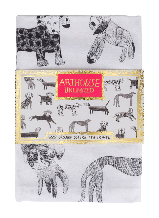Tea Towel with dogs - Arthouse Unlimited Dogalicious Tea Towel for dog lovers 100% Organic Cotton Tea Towel