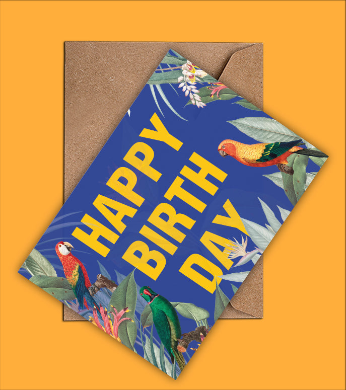 Tropical Birthday Card With Parrots - WAC21108