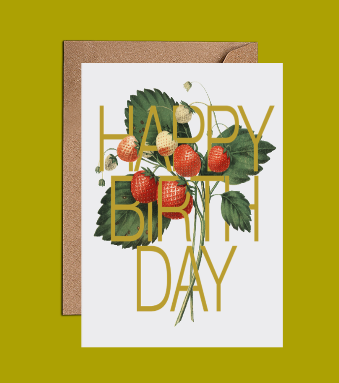 Birthday card with Strawberries - Summer Birthday card - WAC23104