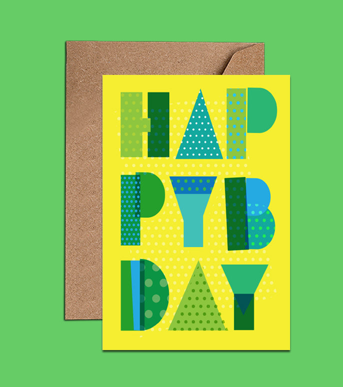 Happy Bday - Yellow & Green Birthday Card (WAC18111)