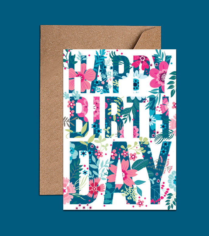 Floral Happy Birthday Card (WAC18123)