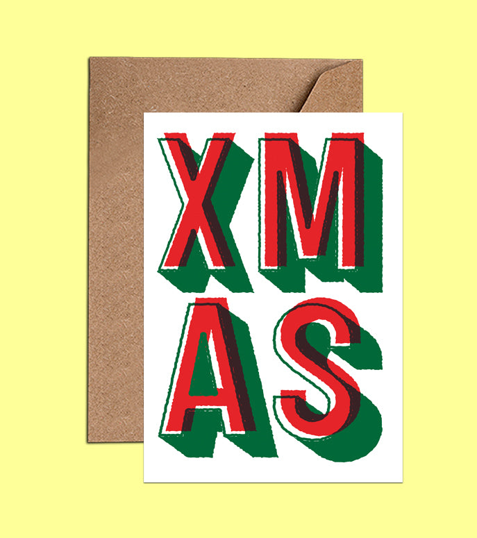 Xmas Celebration Card - Red White Green Card (WAC18401)