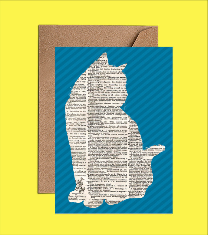 Blue Dictionary Art Cat Card (WAC21509)