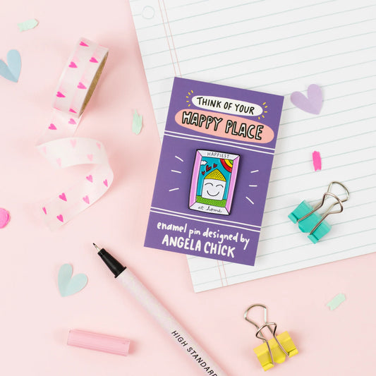 Angela Chick - Think of your Happy Place Enamel Pin
