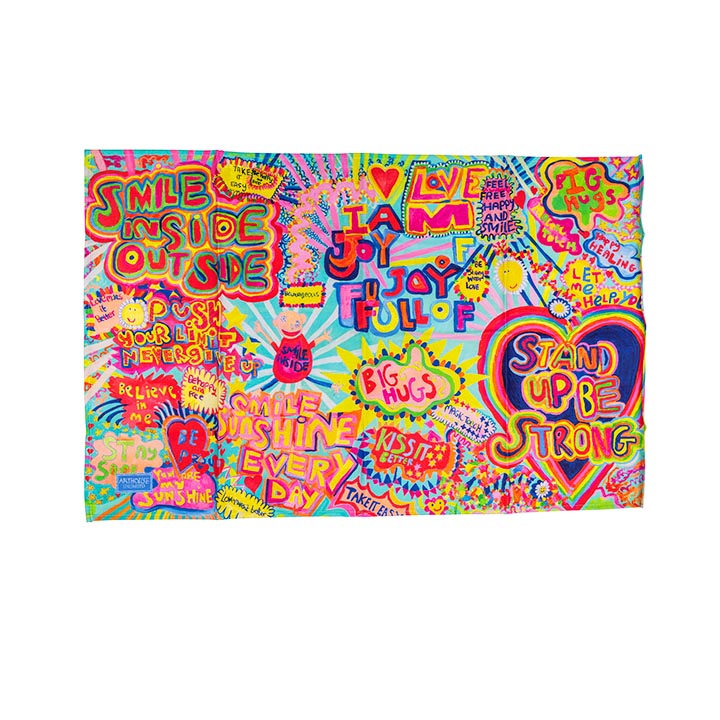Tea Towel - Multicolour Graffiti art - Arthouse Unlimited Full of Joy, 100% Organic Cotton Tea Towel (Copy)