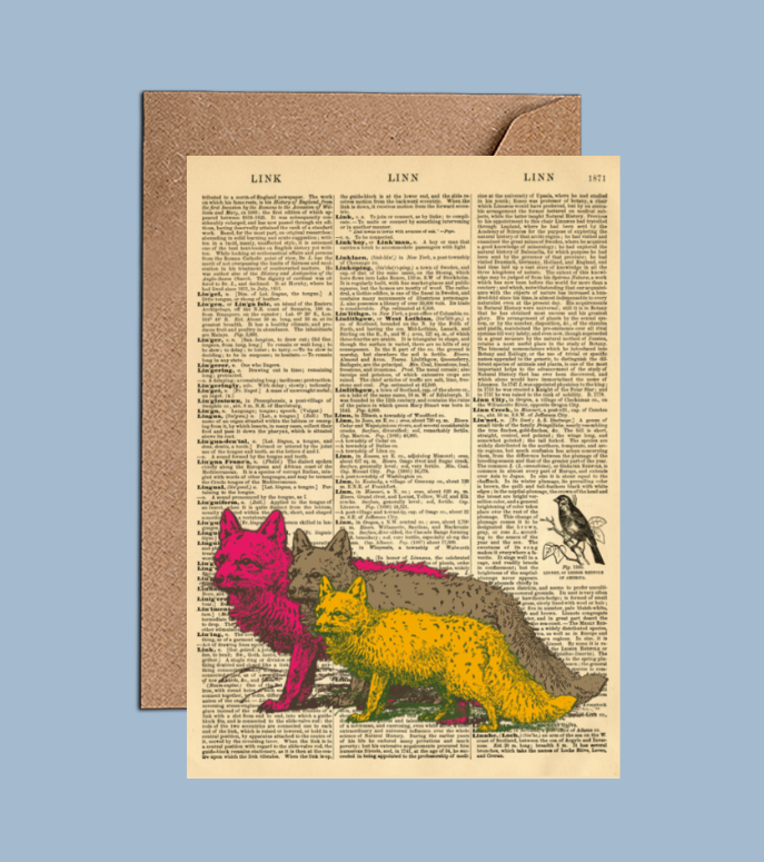 Foxes Dictionary Art Card - WAC21502