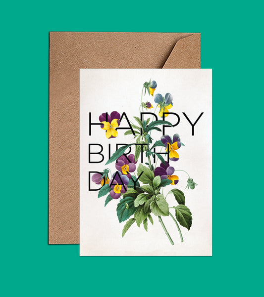 Pansies Birthday Card - Happy Birthday (WAC19106)