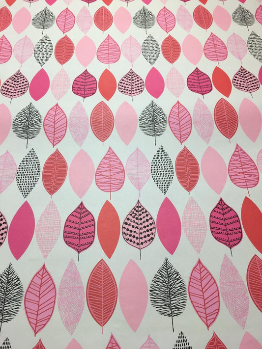 Pink Leaves Giftwrap - Gift Wrapping Paper For Ladies