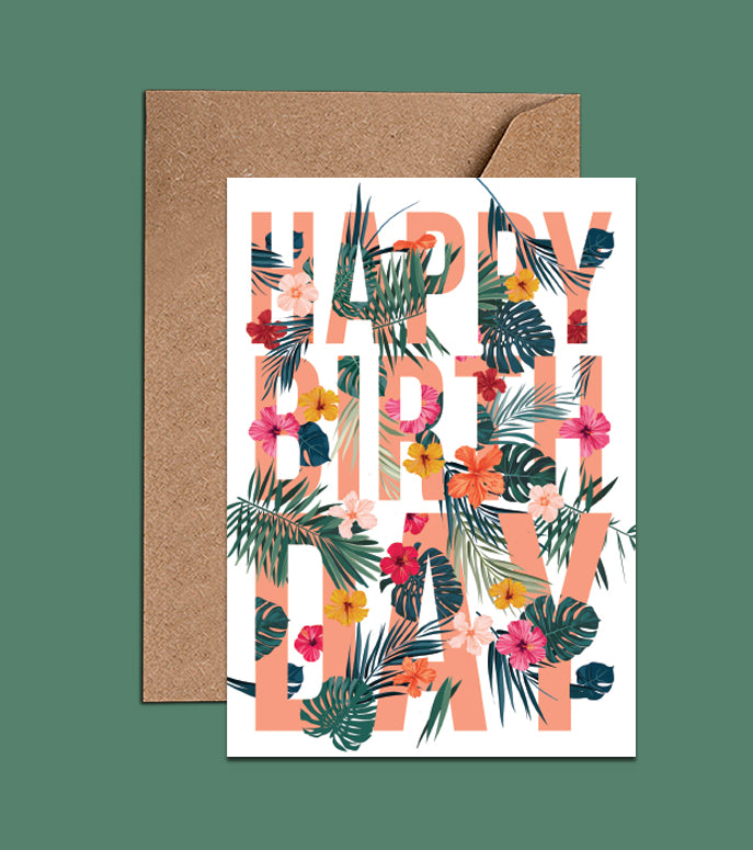 Tropical Orange Birthday Card - Happy Birthday (WAC18120)