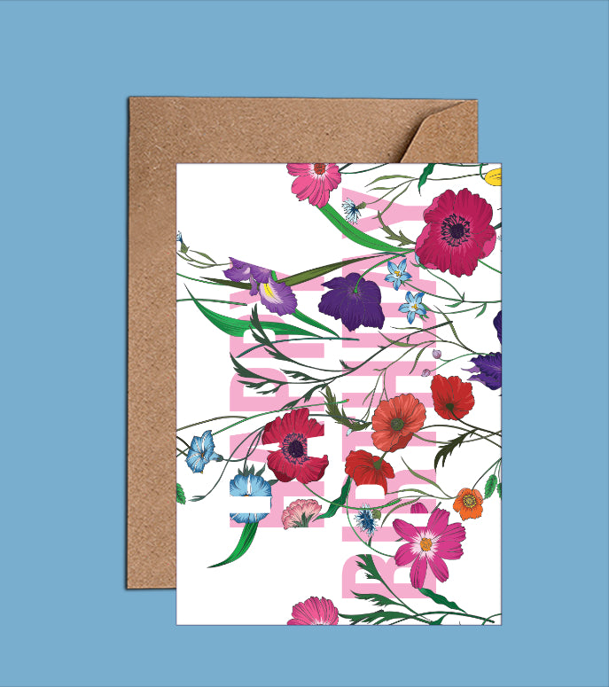 Poppies And Wild Flowers Birthday Card (WAC18124)
