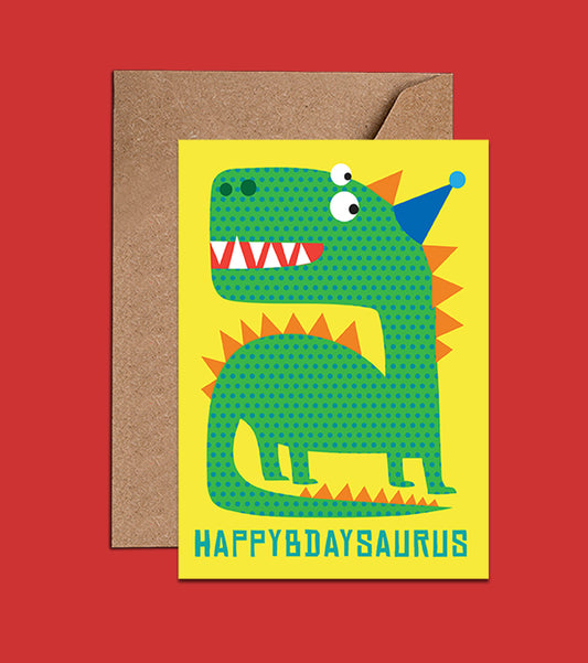 Kids Birthday Card With Dinosaur - Happybdaysaurus (WAC18133)