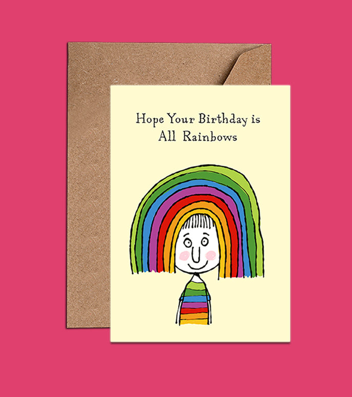 All Rainbows - Birthday Card - Girl With Rainbow Hair (WAC18154)