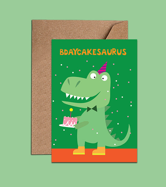 Kids Birthday Card With Dinosaur - Bdaycakesaurus (WAC18158)