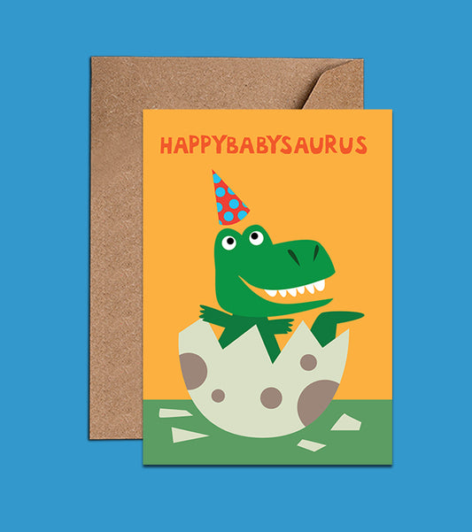 Baby Birthday Card With Dinosaur Egg - Happybabysaurus (WAC18159)