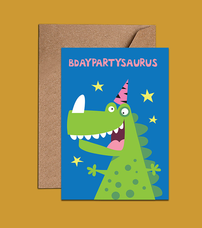 Kids Birthday Card With Dinosaur - Bdaypartysaurus (WAC18160)