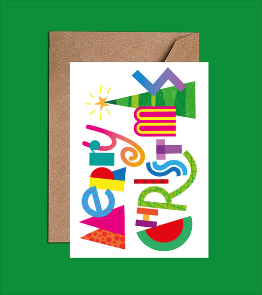 Merry Christmas Card - Rainbow Colours (WAC18403)