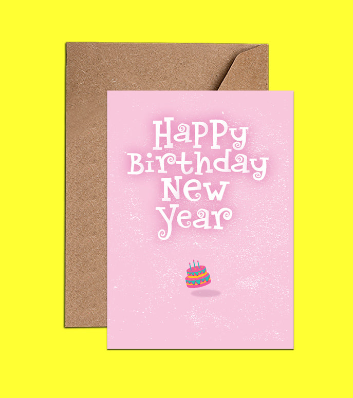 Pink New Year's Card - Happy Birthday New Year (WAC18406)