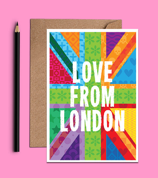 Love From London Card - Rainbow Union Jack Card (WAC18702)
