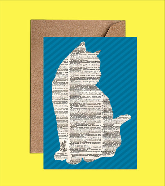 Blue Dictionary Art Cat Card (WAC21509)