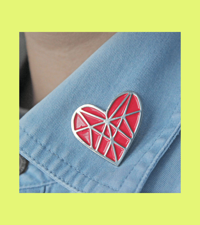 Angela Chick - Red Diamond Heart Enamel Pin